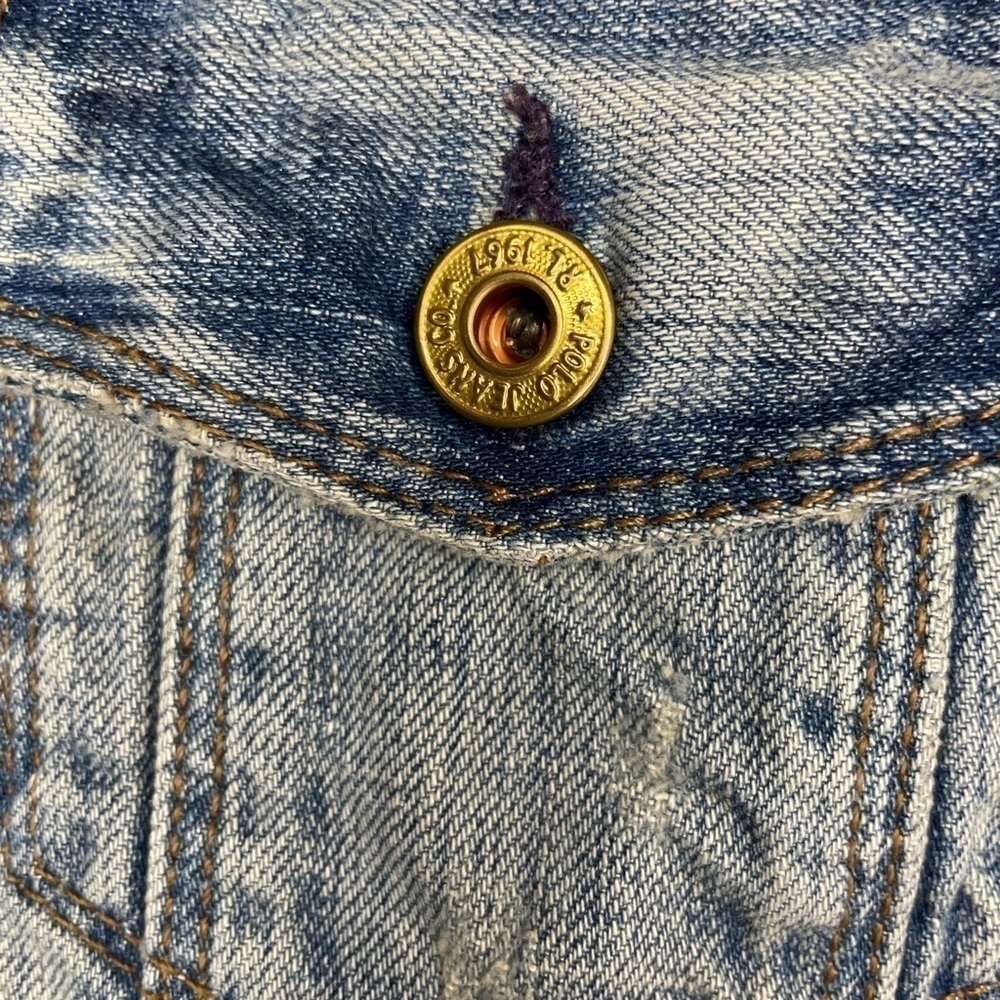Ralph Lauren Polo Jeans Co. Women’s distressed Denim Jacket Size Large‌‌‌‌‍‍‍‍‍‍ - Picture 2 of 8